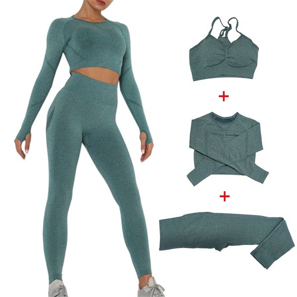 women sportswear yoga set seamless leggings long sleeve crop bra gym clothing fitness workout running suit 210802, Gray
women sportswear yoga set seamless leggings long sleeve crop bra gym clothing fitness workout running suit 210802, Gray