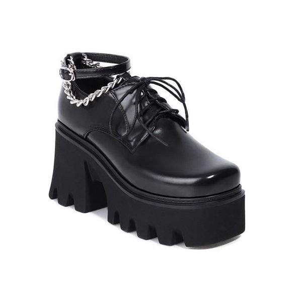 dress shoes 2021 spring and autumn british style small leather women's thick soled versatile muffin lace up heel women pumps, Black
dress shoes 2021 spring and autumn british style small leather women's thick soled versatile muffin lace up heel women pumps, Black