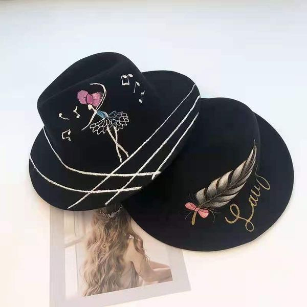 wide brim hats 2021 spring and autumn wool felt hat hand-painted butterfly jazz lovers, Blue;gray
wide brim hats 2021 spring and autumn wool felt hat hand-painted butterfly jazz lovers, Blue;gray