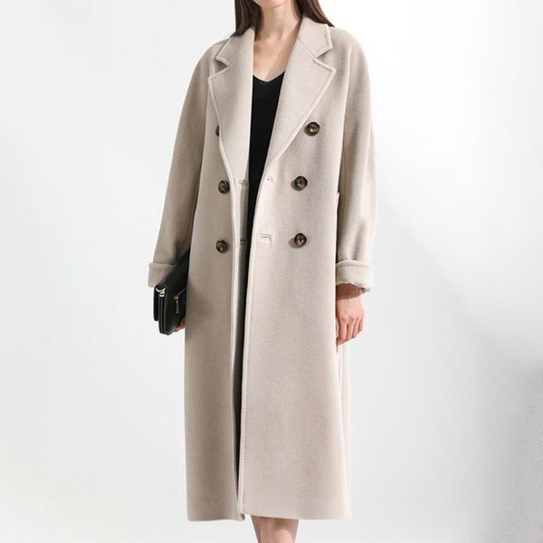 women's wool & blends women autumn coat loose long sleeve solide color patchwork button casual office lady double sided woolen winter c, Black
women's wool & blends women autumn coat loose long sleeve solide color patchwork button casual office lady double sided woolen winter c, Black