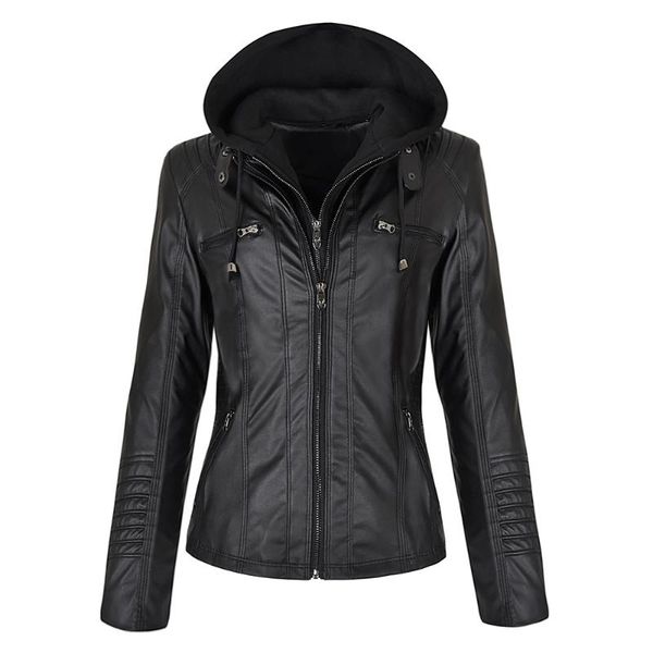 women's jackets women fashion hooded leather jacket motorcycle coats 2021 street female winter lady casual slim fit solid color coat, Black;brown
women's jackets women fashion hooded leather jacket motorcycle coats 2021 street female winter lady casual slim fit solid color coat, Black;brown