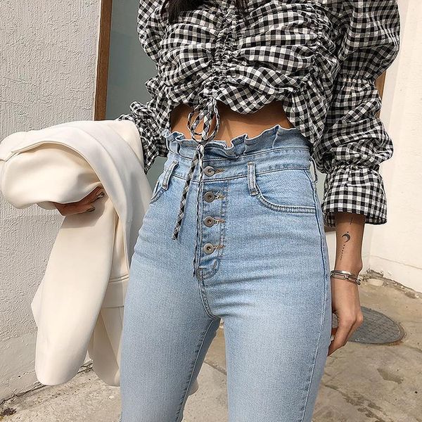 high waist jeans 2021 thin washed fashion denies pencil plastic waistband lifting ninth pants, Blue
high waist jeans 2021 thin washed fashion denies pencil plastic waistband lifting ninth pants, Blue