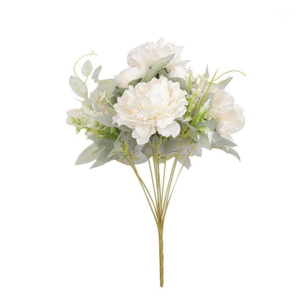 rose pink silk peony artificial flowers bouquet for valentines day gifts diy home wedding party decoration fake flower decorative & wreaths1