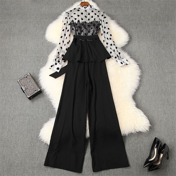 short elegant spring office lady of two fashion dot print clothes chiffon blouse and pants suit ol twinset, White;black
short elegant spring office lady of two fashion dot print clothes chiffon blouse and pants suit ol twinset, White;black