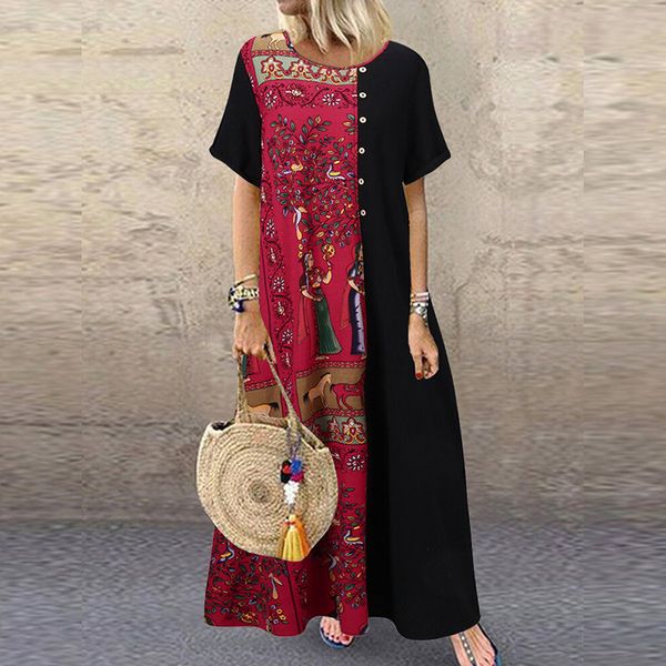 dress bohemian women ed in vintage summer printed rags es short sleeves cotton baggy beach party kaftan robe, Black;gray
dress bohemian women ed in vintage summer printed rags es short sleeves cotton baggy beach party kaftan robe, Black;gray