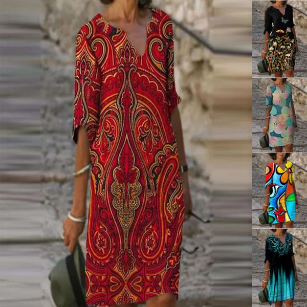 2020 autumn v-neck print dress middle-aged and elderly women's leisure medium length shirt, Black;gray
2020 autumn v-neck print dress middle-aged and elderly women's leisure medium length shirt, Black;gray