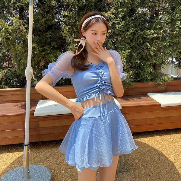 women's swimwear cute skirted bikinis summer blue two piece swimsuit mesh short sleeve bathsuit bandage ruffle bathers pad, White;black
women's swimwear cute skirted bikinis summer blue two piece swimsuit mesh short sleeve bathsuit bandage ruffle bathers pad, White;black