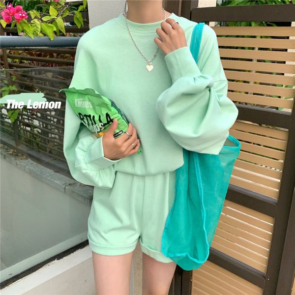 women's tracksuits spring korean candy color loose long-sleeved t-shirt + casual shorts suit women h0tc, Gray
women's tracksuits spring korean candy color loose long-sleeved t-shirt + casual shorts suit women h0tc, Gray