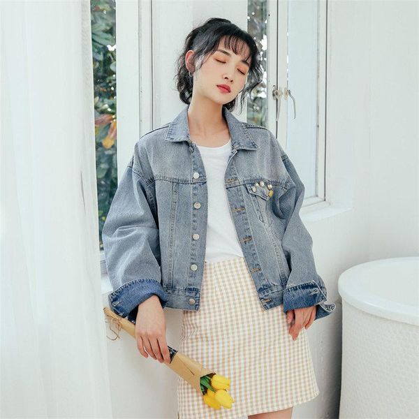 hong kong style fashion vintage jeans loose casual jackets autumn stylish long sleeves denim outerwear blue coat women's, Black;brown
hong kong style fashion vintage jeans loose casual jackets autumn stylish long sleeves denim outerwear blue coat women's, Black;brown
