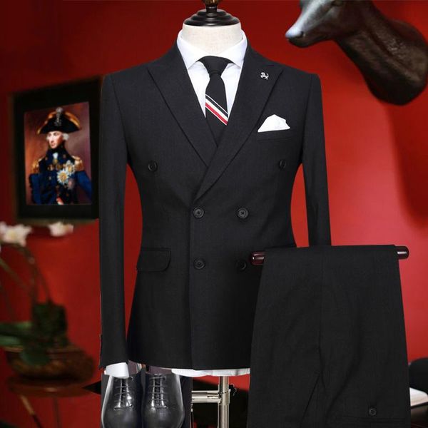 men suit tuxedo 2 pieces set double breasted black 2021 slim fit wedding groom suits for autumn winter formal men's & blazers, White;black
men suit tuxedo 2 pieces set double breasted black 2021 slim fit wedding groom suits for autumn winter formal men's & blazers, White;black