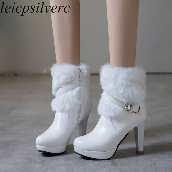 boots women autumn winter super high heel platform pu round toe zip mid-calf thick faux fur 2021 fashion white black
boots women autumn winter super high heel platform pu round toe zip mid-calf thick faux fur 2021 fashion white black