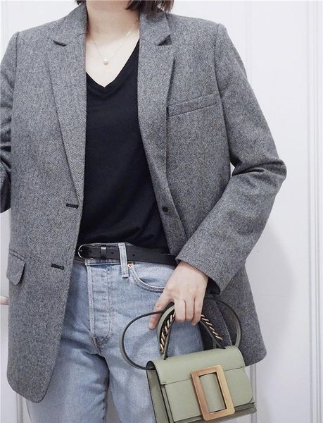women's suits & blazers wool blazer women commuter retro gray casual long-sleeved jacket 2021 autumn and winter, White;black
women's suits & blazers wool blazer women commuter retro gray casual long-sleeved jacket 2021 autumn and winter, White;black