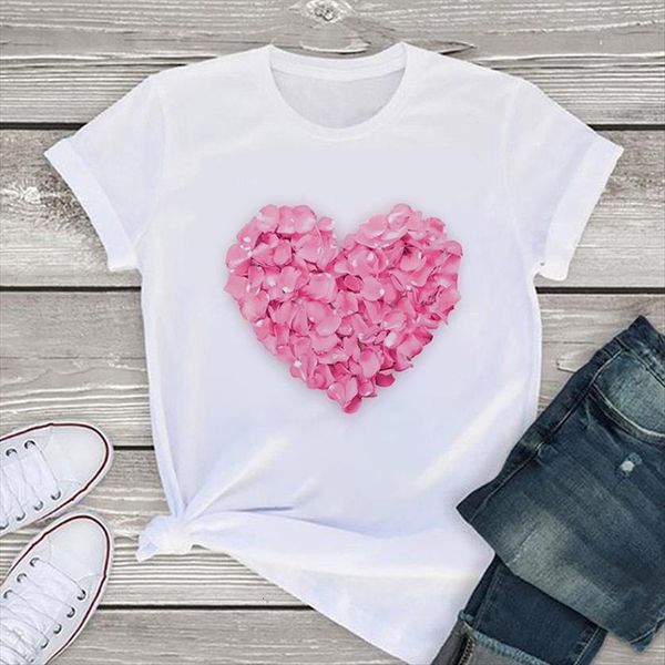 summer korean casual large size women clothing pink love print fashion tees, White
summer korean casual large size women clothing pink love print fashion tees, White