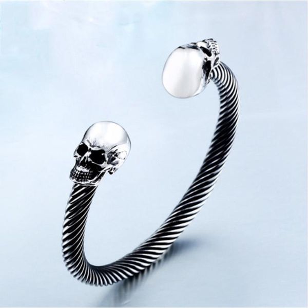 bangle silver color punk skull twisted cable for men women trendy jewelry wristband gifts, Black
bangle silver color punk skull twisted cable for men women trendy jewelry wristband gifts, Black