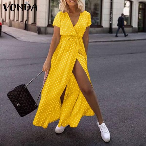 women short sleeve high split hem dress vintage polka dot print holiday party dresses bohemian vestidos plus size sundress casual, Black;gray
women short sleeve high split hem dress vintage polka dot print holiday party dresses bohemian vestidos plus size sundress casual, Black;gray