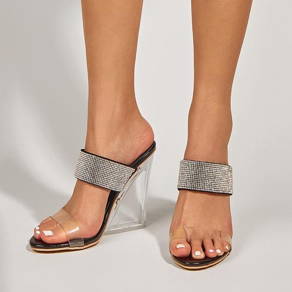slippers 2021 wedge sandals glitter rhinestones female fashion transparent wears outside sandalias round head open-toed ladies shoes, Black
slippers 2021 wedge sandals glitter rhinestones female fashion transparent wears outside sandalias round head open-toed ladies shoes, Black
