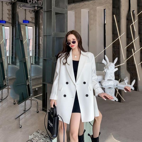 women's suits & blazers elegant solid color blazer women 2021 spring autumn korean loose casual temperament female double-breasted jack, White;black
women's suits & blazers elegant solid color blazer women 2021 spring autumn korean loose casual temperament female double-breasted jack, White;black