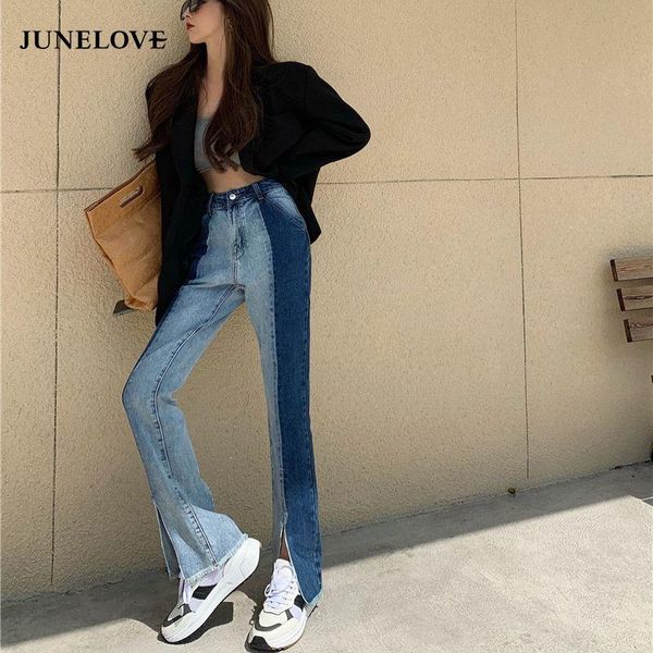 junelove spring high waist split jeans for women korean patchwork contrast color straight pants streetwear casual long trousers women's, Blue
junelove spring high waist split jeans for women korean patchwork contrast color straight pants streetwear casual long trousers women's, Blue