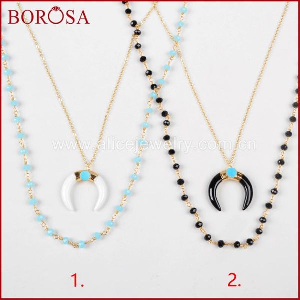 pendant necklaces borosa 5pcs gold color black crystal crescent horn layer necklace paved greenish blue stone with black/white beads chain g, Silver
pendant necklaces borosa 5pcs gold color black crystal crescent horn layer necklace paved greenish blue stone with black/white beads chain g, Silver