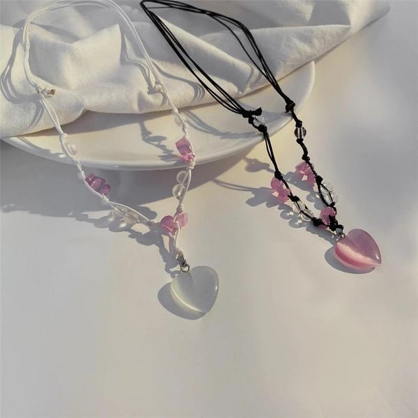 pendant necklaces vintage korean cute natural stone love heart necklace for women egirl sweet cool personality adjustable y2k jewelry, Silver
pendant necklaces vintage korean cute natural stone love heart necklace for women egirl sweet cool personality adjustable y2k jewelry, Silver