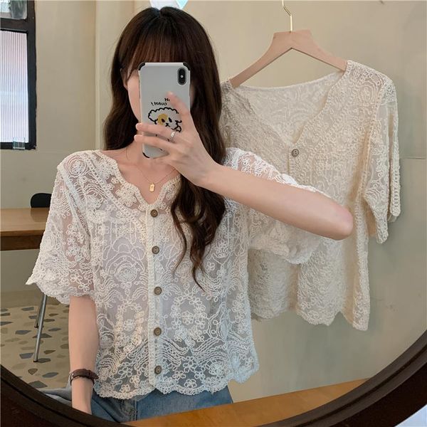 women's blouses & shirts 2021 summer french fresh design sense hollow crochet short-sleeved shirt chiffon cardigan blouse top, White
women's blouses & shirts 2021 summer french fresh design sense hollow crochet short-sleeved shirt chiffon cardigan blouse top, White