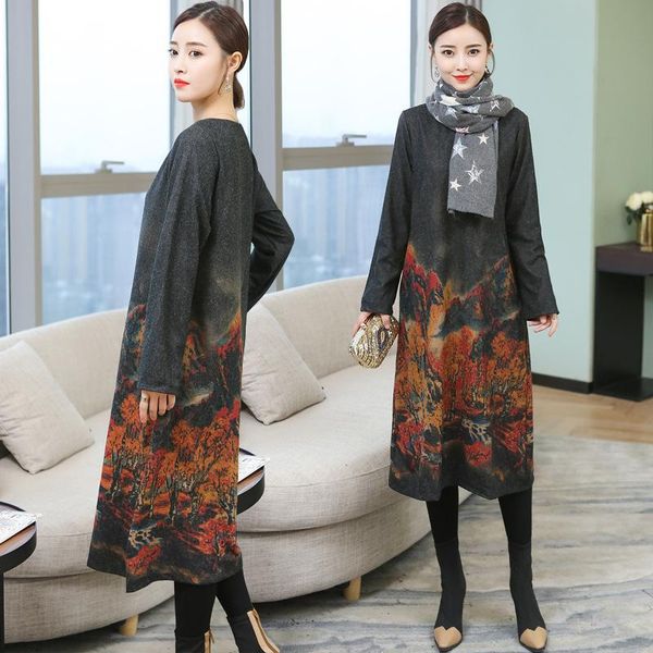 casual dresses plus size loose printed retro long sleeve warm botton dress fashion elegant autumn winter women re2170, Black;gray
casual dresses plus size loose printed retro long sleeve warm botton dress fashion elegant autumn winter women re2170, Black;gray