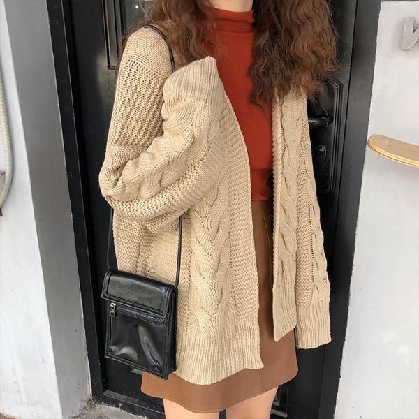 women's sweaters 4 colors 2021 autumn and winter vintage style twist knitted womens solid color cardigans (x951), White;black
women's sweaters 4 colors 2021 autumn and winter vintage style twist knitted womens solid color cardigans (x951), White;black