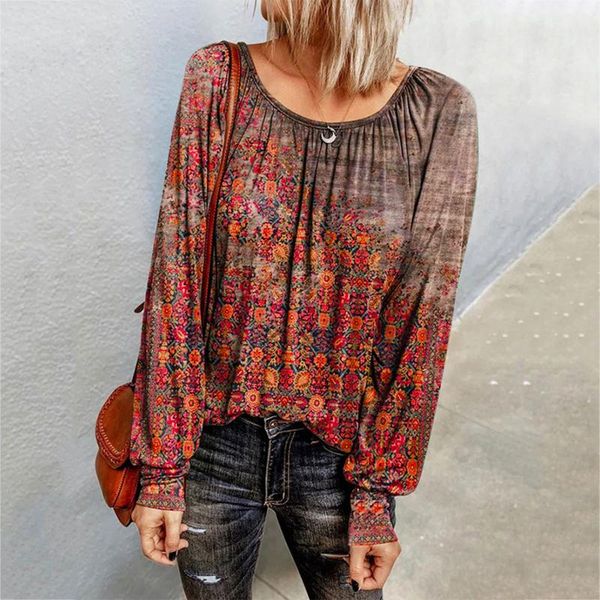 women's blouses & shirts vintage blouse boho floral print long sleeve o-neck plus size pleated shirt autumn elegant casual loose basic, White
women's blouses & shirts vintage blouse boho floral print long sleeve o-neck plus size pleated shirt autumn elegant casual loose basic, White