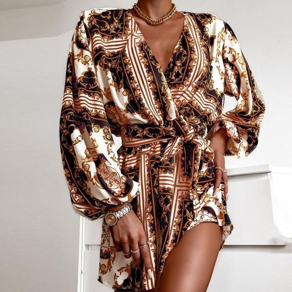 casual dresses women deep v-neck mini dress spring elegant floral print lantern sleeve party autumn fashion lace-up belted vestidos, Black;gray
casual dresses women deep v-neck mini dress spring elegant floral print lantern sleeve party autumn fashion lace-up belted vestidos, Black;gray