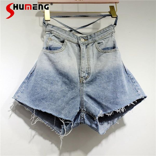 women's jeans 2021 summer ladies back personality bandage high waist denim shorts women fashion tie dye a- line wide-leg pants, Blue
women's jeans 2021 summer ladies back personality bandage high waist denim shorts women fashion tie dye a- line wide-leg pants, Blue