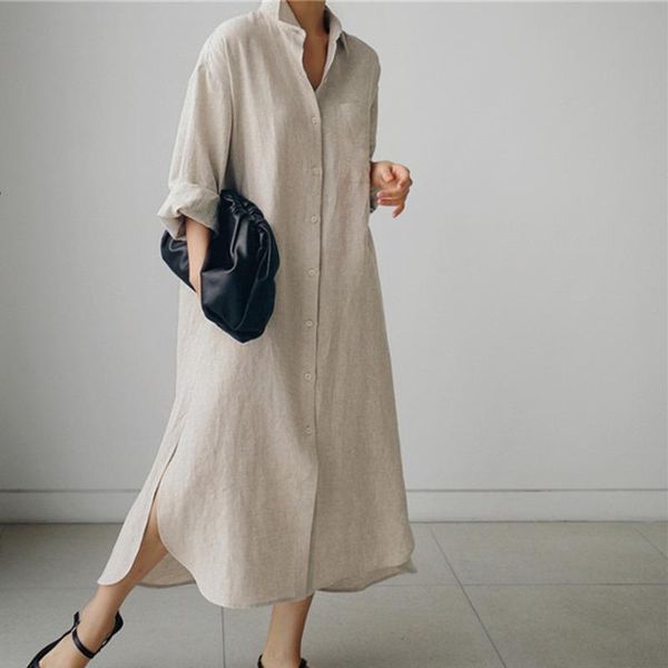 casual dresses women's clothing cotton dress long sleeves lapel single breasted loose side split 2021 autumn u014, Black;gray
casual dresses women's clothing cotton dress long sleeves lapel single breasted loose side split 2021 autumn u014, Black;gray