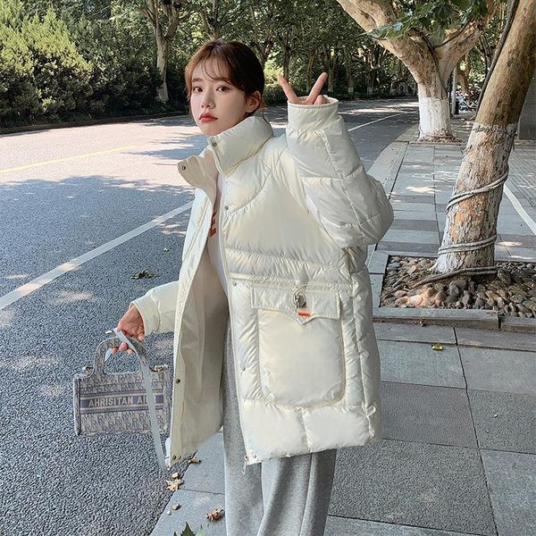 women's down & parkas glossy padded jacket 2021 mid-length plus size thickened autumn and winter fashion bread waist, Black 
women's down & parkas glossy padded jacket 2021 mid-length plus size thickened autumn and winter fashion bread waist, Black