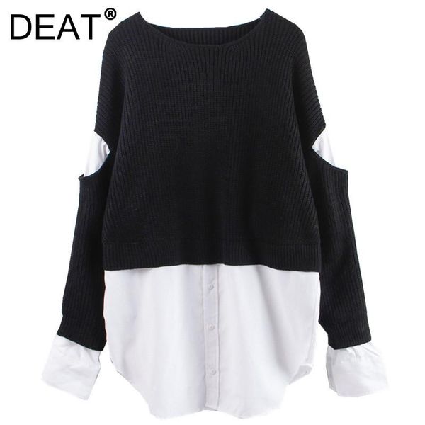 women's blouses & shirts deat woman sweater kniited patchwork round collar long sleeve casual style 2021 autumn korean fashion 15xm302, White
women's blouses & shirts deat woman sweater kniited patchwork round collar long sleeve casual style 2021 autumn korean fashion 15xm302, White