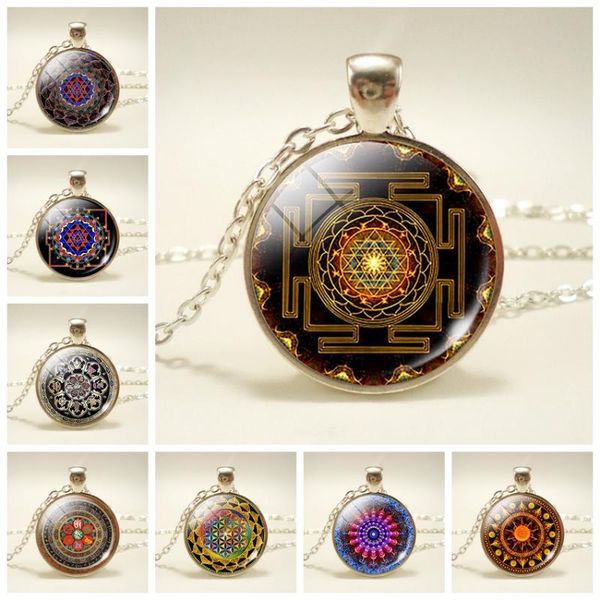 sri yantra mandala pattern necklace glass cabochon pendant buddhist sacred geometry silver color chain jewelry gift necklaces
sri yantra mandala pattern necklace glass cabochon pendant buddhist sacred geometry silver color chain jewelry gift necklaces