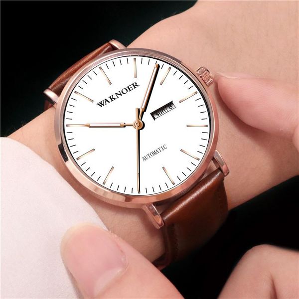 relogios waknoer automatic watch men leather mechanical watches waterproof luminous sports wristwatch fashion wristwatches, Slivery;brown
relogios waknoer automatic watch men leather mechanical watches waterproof luminous sports wristwatch fashion wristwatches, Slivery;brown