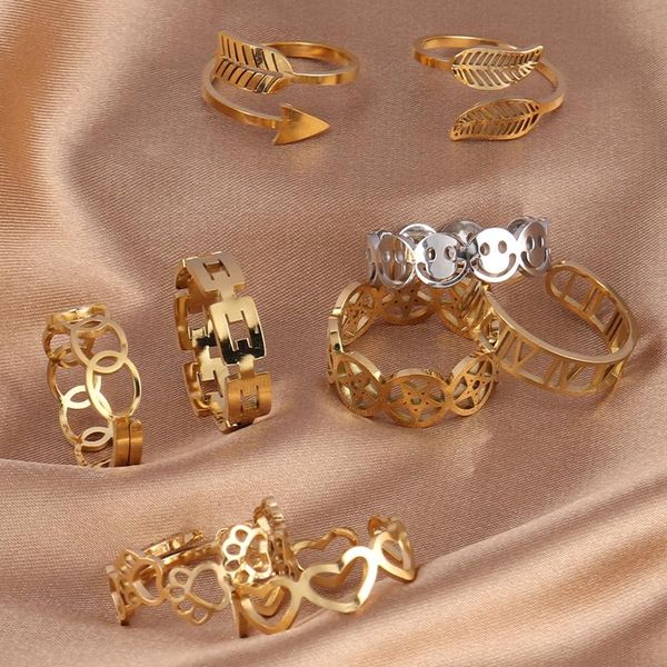 cluster rings punk stainless steel women geometric ring chain women's opening for jewelry gifts, Golden;silver
cluster rings punk stainless steel women geometric ring chain women's opening for jewelry gifts, Golden;silver