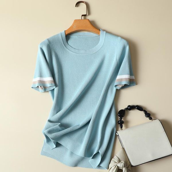 women's t-shirt 2021 fashion knitted women t-shirts o-neck short-sleeved loose casual office lady elegant pulls tees quality, White
women's t-shirt 2021 fashion knitted women t-shirts o-neck short-sleeved loose casual office lady elegant pulls tees quality, White