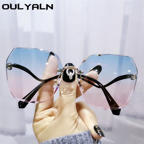 designer sunglasses oulylan rimless for women fashion trimming gradient sun glasses vintage brown pink eyeglasses female shades uv400, White;black
designer sunglasses oulylan rimless for women fashion trimming gradient sun glasses vintage brown pink eyeglasses female shades uv400, White;black