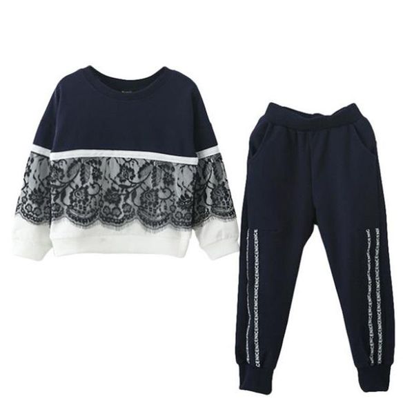 children's suit 2021 spring and autumn girls lace stitching sweater boy letter trousers two-piece clothing sets, White
children's suit 2021 spring and autumn girls lace stitching sweater boy letter trousers two-piece clothing sets, White