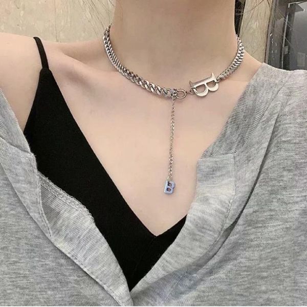 chains charm hip-hop metal chain choker necklace punk stainless steel letter b pendant for women statement jewelry, Silver
chains charm hip-hop metal chain choker necklace punk stainless steel letter b pendant for women statement jewelry, Silver