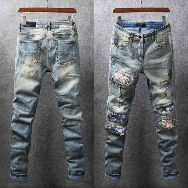 elastic gaojiechao brand 659 am slim fit small leg jeans fashionable men's worn heavy damage patch beggars' pants, Blue
elastic gaojiechao brand 659 am slim fit small leg jeans fashionable men's worn heavy damage patch beggars' pants, Blue
