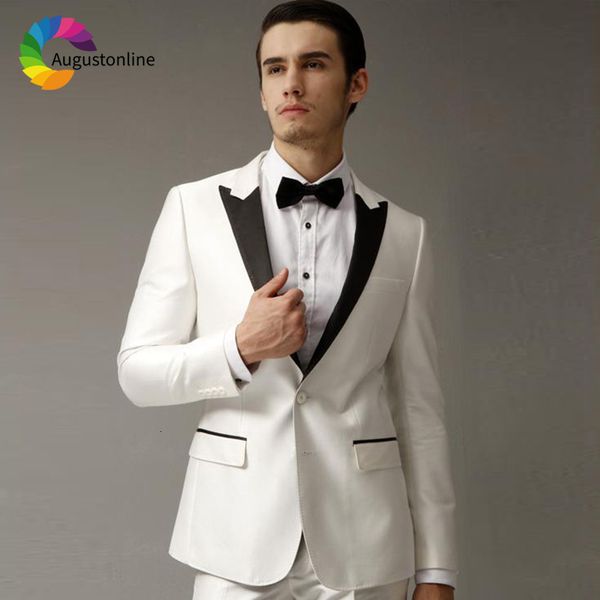 men's suits & blazers men for wedding white peaked lapel evening party blazer costume slim fit formal tailored tuxedo terno traje, White;black
men's suits & blazers men for wedding white peaked lapel evening party blazer costume slim fit formal tailored tuxedo terno traje, White;black