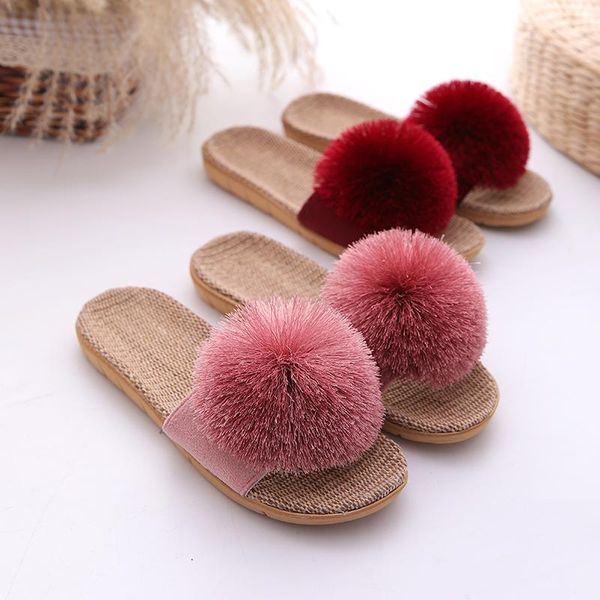 women tassel ball indoor shoes home ladies summer slip sandals and slippers high-grade linen slides pretty girlfriends cute, Black
women tassel ball indoor shoes home ladies summer slip sandals and slippers high-grade linen slides pretty girlfriends cute, Black