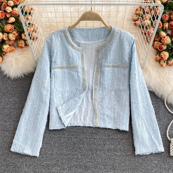 women's jackets 2021 autumn vintage small fragrance tweed jacket coat women thin woollen short coats female elegant outerwear crop top, Black;brown
women's jackets 2021 autumn vintage small fragrance tweed jacket coat women thin woollen short coats female elegant outerwear crop top, Black;brown