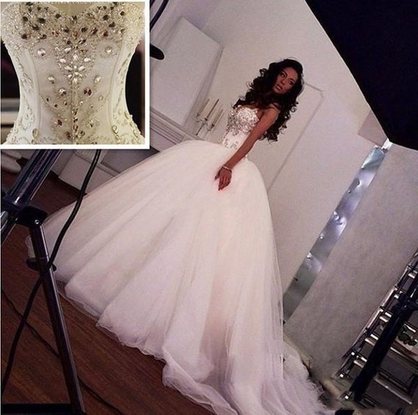 princess puffy wedding dress luxury crystals beads sweetheart backless zipper back chapel train ball gown custom bridal dresses, White
princess puffy wedding dress luxury crystals beads sweetheart backless zipper back chapel train ball gown custom bridal dresses, White