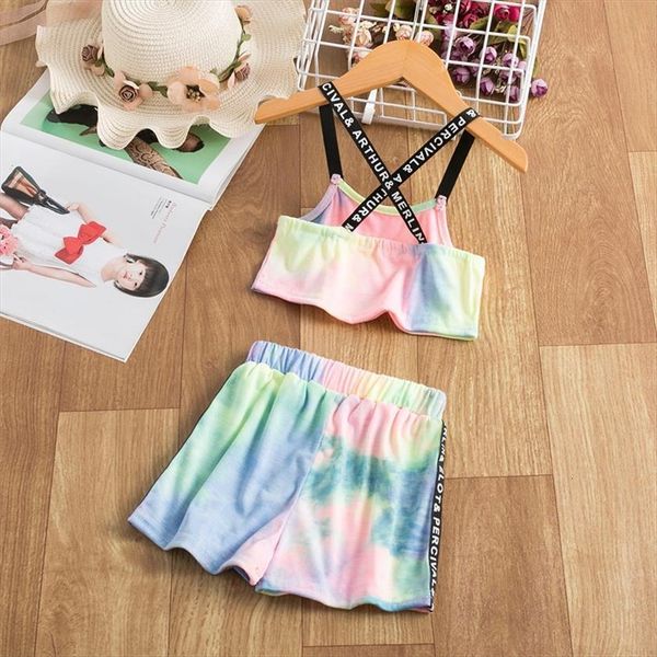 girls backless cross spaghetti straps tank elastic waist short pants sport wear tie dye kids clothes sets, White
girls backless cross spaghetti straps tank elastic waist short pants sport wear tie dye kids clothes sets, White