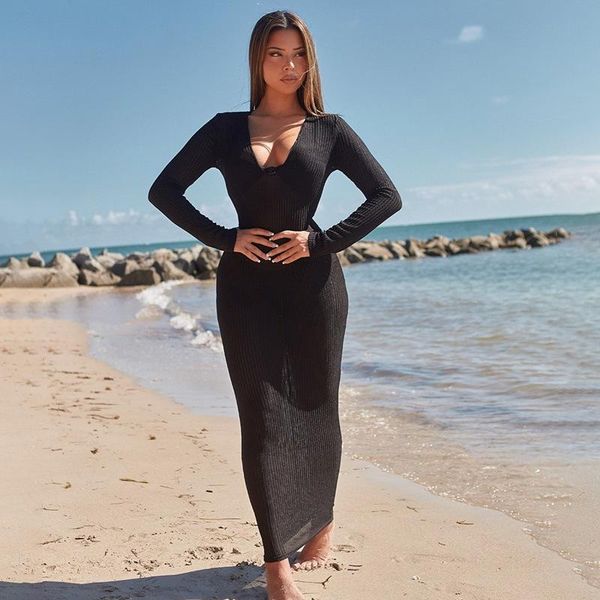 casual dresses summer long dress women mesh sheer slim see through solid color v-neck sleeve pencil sundress beachdress, Black;gray
casual dresses summer long dress women mesh sheer slim see through solid color v-neck sleeve pencil sundress beachdress, Black;gray