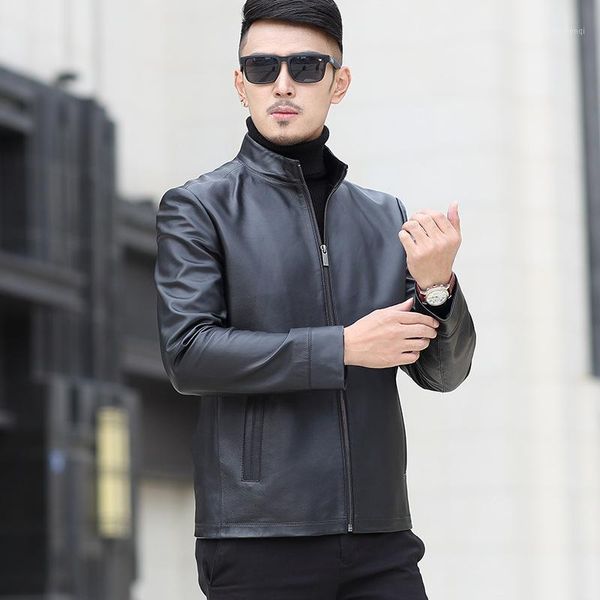 men's leather & faux fort lu pure color business fashion leisure jacket collar chanpi coat, Black
men's leather & faux fort lu pure color business fashion leisure jacket collar chanpi coat, Black