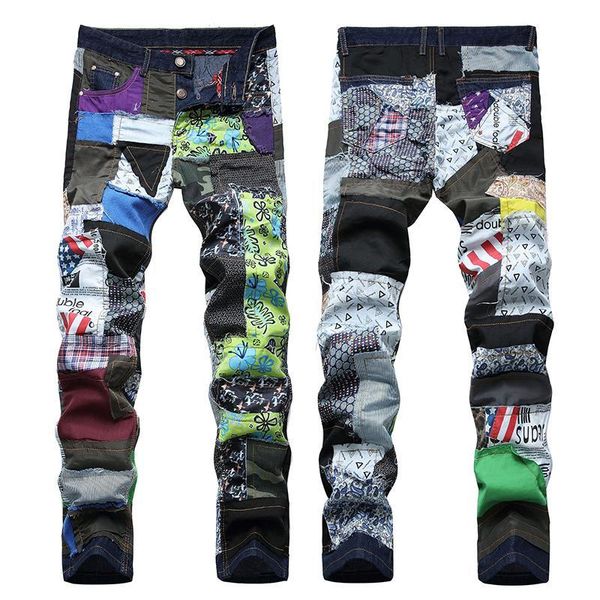Men's Jeans Straight Slim Cool Hip Hop Colorful Cloth Stitching Washed Brand Pants Denim Plus Size Fashion SRIQ, Blue
Men's Jeans Straight Slim Cool Hip Hop Colorful Cloth Stitching Washed Brand Pants Denim Plus Size Fashion SRIQ, Blue