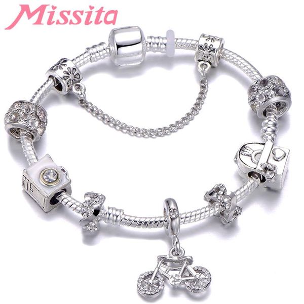 charm bracelets missita bicycle bracelet for women beads diy jewelry making brand fashion jewelry18-21cm pulseras mujer, Golden;silver
charm bracelets missita bicycle bracelet for women beads diy jewelry making brand fashion jewelry18-21cm pulseras mujer, Golden;silver